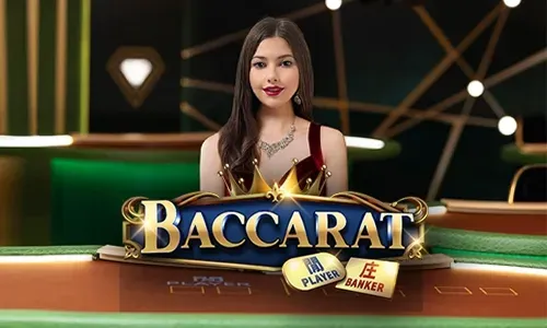 Baccarat table with cards and chips